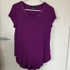 Alfani Women's Vibrant Purple Short Sleeve Tee